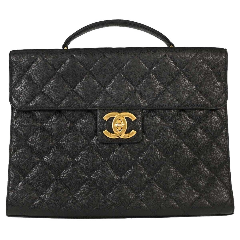 Chanel Vintage Two-Tone Kelly Top Handle Quilted Caviar Jumbo